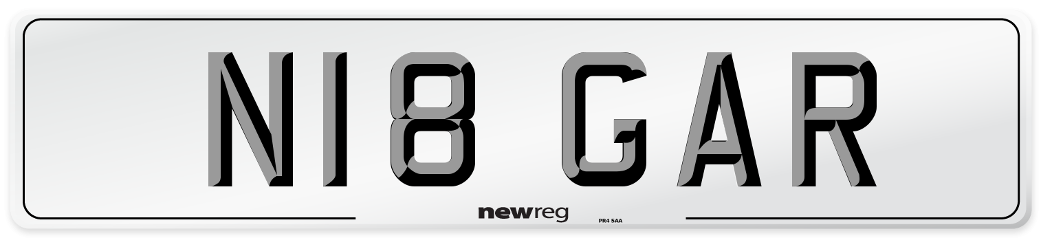 N18 GAR Number Plate from New Reg